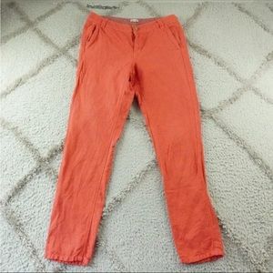 Madewell Rivington Trousers Pants Womens 4 Skinny Leg Pink Linen Blend